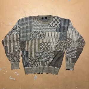 Vintage TSA Made in USA Knit Patterned Sweater Coogi Style Sized Men’s L